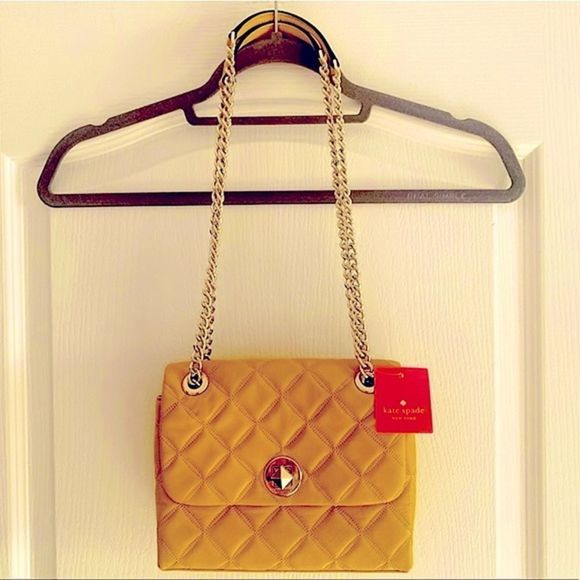 Kate Spade Mustard Yellow Quilted Natalia Chain Bag - Picture 1 of 15